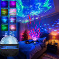 1pc Northern Lights LED Atmosphere Projector,7 Modes, Starry Rotation Projection,USB Powered,Remote Control,For Bedroom Decor. 