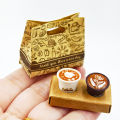 Cowhide Paper Baking Bag Coffee/Tea Set Model, Coffee Takeout Bag/Storage Bag. Miniature Toys!.