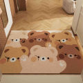 VIKAMA Cartoon Cute Bear Crystal Velvet Carpet Living Room Bathroom Entrance Door Door Dirty And Non-Slip Mat Home Decoration. 