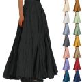 New Spring Summer Chiffon Skirts for Women Elegant Patchwork A-Line Long Skirt Woman Korean Chic High Waist Cake Midi Skirt. 