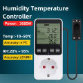 Humidity And Temperature Control Socket LCD Digital Display Thermostat Switch Humidity Temp Controller With Temperature Sensor. 