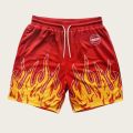 Men's Summer Shorts Loose Comfortable Flame Letter Print Harajuku Shorts Outdoor Sports Beach Vacation Quick Drying Shorts Moto.