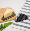 10/30pcs Clear Plastic Cake Box, Disposable Cheesecake Boxes Triangular Pie Box Dessert Containers for Bakery (No Stickers). 