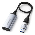 Lemorele 1080P Video Capture Card HDMI to USB A/USB-C Video Grabber for Computer Camera Game Live Stream Meeting Recording.