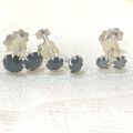 5Pairs Chandi Black stud earrings, Small Silver stud earrings, screw Back, Tiny studs, cz studs, cartilage, helix, tragus, earring set. 