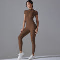 Yoga Set Women's Jumpsuits One-Piece Suit Zipper Short Sleeve Gym Push Up Workout Clothes Fitness Bodysuit Sportswear Tracksuit.