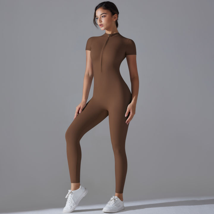 Yoga%20Set%20Women's%20Jumpsuits%20One-Piece%20Suit%20Zipper%20Short%20Sleeve%20Gym%20Push%20Up%20Workout%20Clothes%20Fitness%20Bodysuit%20Sportswear%20Tracksuit%20-%20Image%208