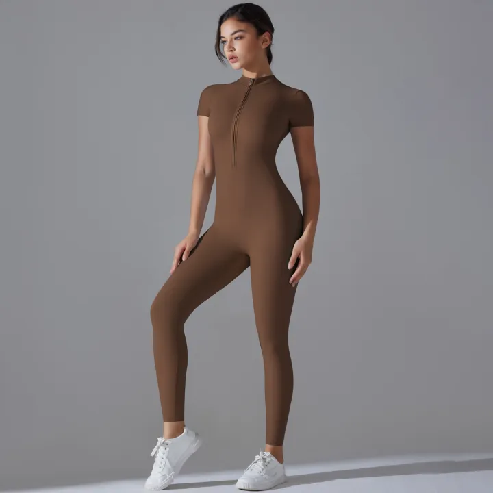 Yoga%20Set%20Women's%20Jumpsuits%20One-Piece%20Suit%20Zipper%20Short%20Sleeve%20Gym%20Push%20Up%20Workout%20Clothes%20Fitness%20Bodysuit%20Sportswear%20Tracksuit%20-%20Image%208