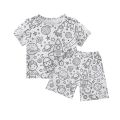 Novelty Kid DIY Hand Painted Homewear  Short-sleeved T-shirt and shorts Pajama Sets For Boy And Girl (without painting pen). 