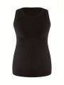 Plus Size 1XL-5XL Women's Ribbed Thick Strap Low Cut Tight Slim Fitted Sporty Workout Tank Tops. 