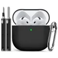 for AirPods 4 Case Cover (2024) with Cleaner Kit,Soft Silicone Protective Case for Apple AirPods 4th Generation Case for Women M. 