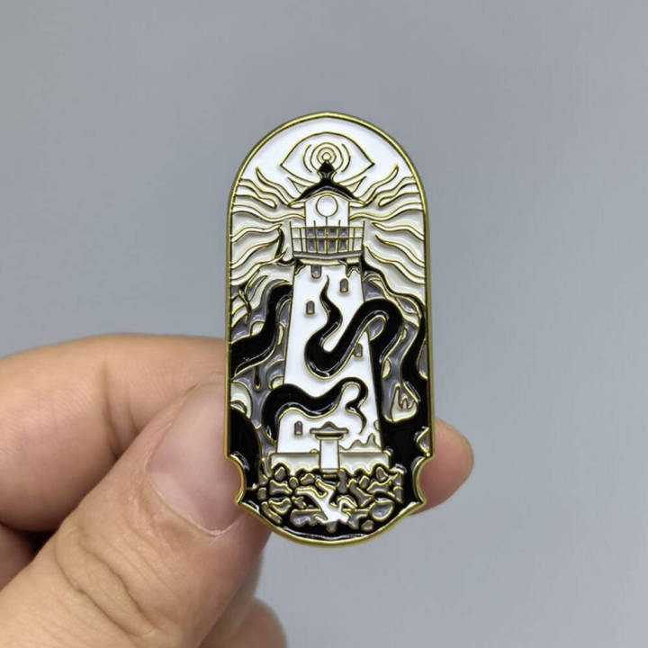 Lighthouse And Kraken Badge Brooch Octopus Tentacles Wrapped Around Lighthouse Enamel Pin Gothic Jewelry