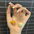 Kawaii Rilakkuma Bell Cartoon Lazy Brown Bear Backpack Pendant Zipper Accessories Students Phone Charm Keychain Decor Girls .