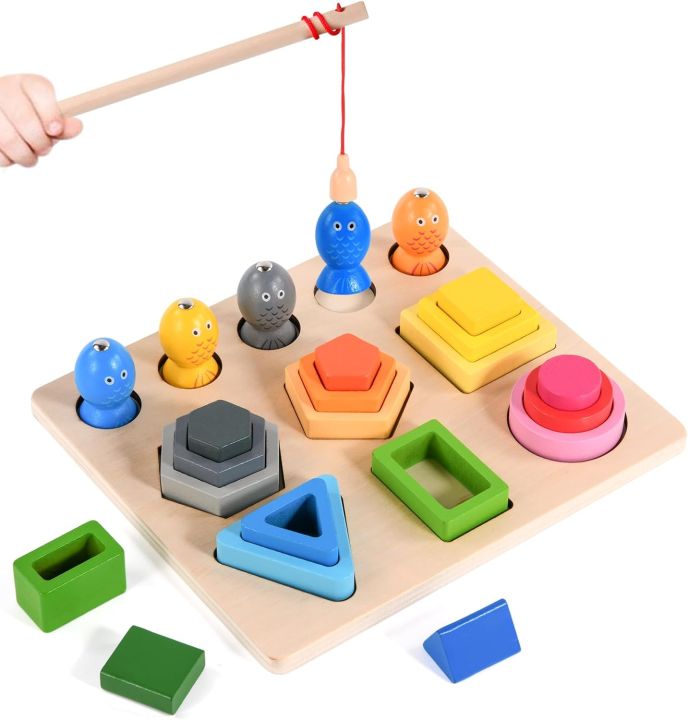 Montessori Toy for Toddlers Wooden Color Sorting Shape Matching Early ...