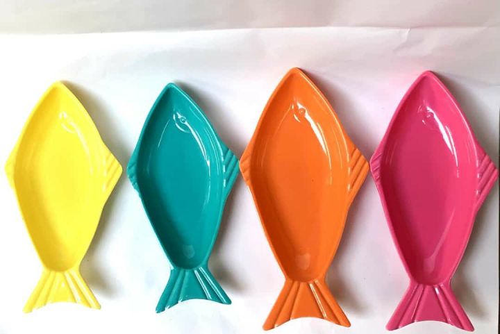 Pack Of 1, 2, And 3 Fish Shape Melamine Steak Dessert Mini Plate Rectangle Solid Glaze Fish Tra....