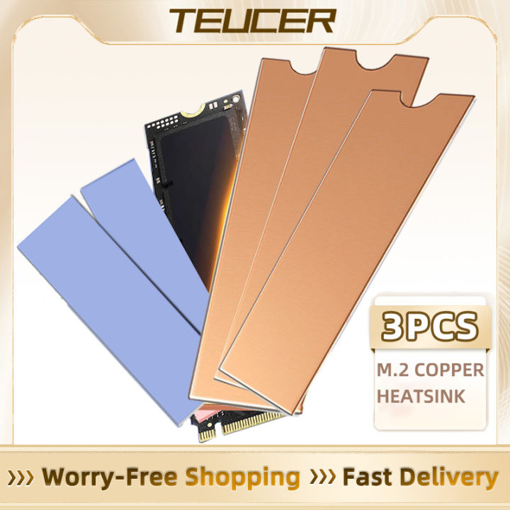TEUCER M.2 Copper Heatsink NVMe 2280 SSD Copper Cooler Solid State Disk Radiator with Thermal Silicone Pad for Laptop Desktop