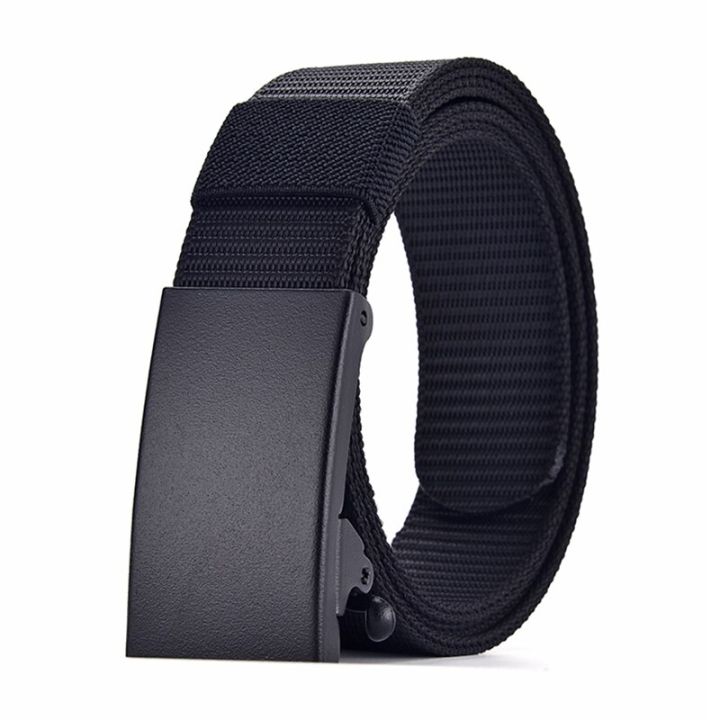 Men's Belt Automatic Metal Buckle Imitation Nylon Webbing Outdoor Work Belt Toothless Automatic Buckle Casual Sports Canvas Belt