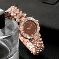 New Best-Selling Fashion Light Luxury Minimalist Rose Gold Women's Watch Necklace Bracelet Earring Set. 