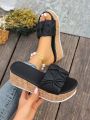 Women's white & Black new style comfortable style summer shoes Cross Strap Wedge Slide Sandals, Stylish Slip On Platform Sandals, Comfortable Summer Sandals. 