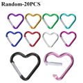 10/20/40PCS Heart Shaped Carabiner Aluminum Alloy Clip for Backpack Water Bottle Keychain Outdoor Hiking Climbing Accessories. 