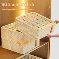 1pc Khaki/Wine Red Non Woven Multi Grid Underwear Sock Storage Box Household Wardrobe Organization and Storage. 