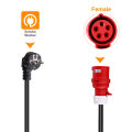 IPENGEN EV Charger Adapter Schuko Plug to CEE Red Power Female Plug 5 Pins Socket Adapter Connect with 16A 3 Phase 11KW Charger. 