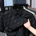 2025 New Men's Business Casual Short Sleeved Printed Polo Shirt Fashionable Breathable Comfortable and Versatile Top. 