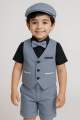 baby boys 5pcs half party dress set ( half shirt , half pant , vest/koti, bow tie and cap). 