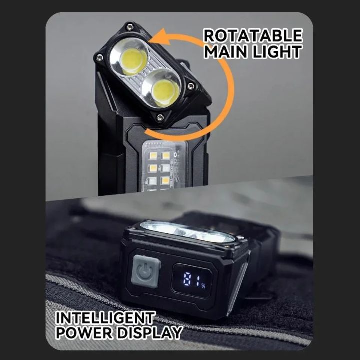 Multifunctional%20Ajustable%20Angle%20LED%20Flashlight%20Outdoors%20Mini%20Work%20Light%20Portable%20Magnet%20USB%20Rechargeable%20Camping%20Light%20-%20Image%202