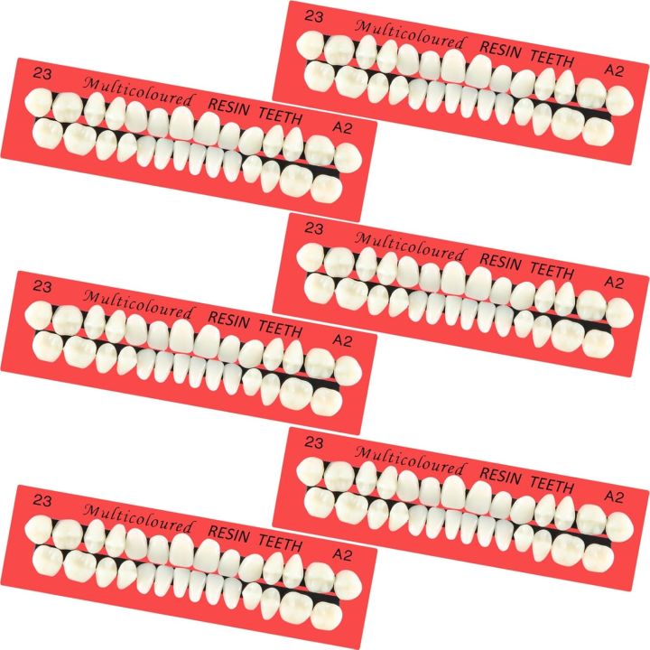 6 Sets Acrylic Resin Fake Teeth Artificial Teeth Denture Dental Tooth Prop Synthetic Resin Denture for Replacement DIY Halloween