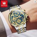 OLEVS MEN'S WATCHES TOP BRAND LUXURY ORIGINAL WATERPROOF QUARTZ WATCH FOR MAN GOLD SKELETON STYLE 24 HOUR DAY NIGHT NEW.