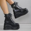 2024 New Boots for Women Fashion Hot Sale Punk Goth Platform Heels Wedge Women's Boots Casual Goth Punk Size 43 Women's Shoes.
