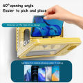 Shower Phone Holder with Bluetooth Speaker IPX4 Waterproof Anti-Fog Touch Screen Wall Mount Phone Holder for Shower Bathroom.