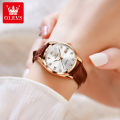 【New Trend】OLEVS Classics Leather Strap Quartz Watch for Women Fashion Elegant Diamond Ladies Watch Waterproof Date Women's Quartz Watch. 