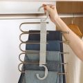 Almari Cloth Hanger | 5-Layer Non-Slip Hanger – Space-Saving Closet Organizer for Trousers, Skirts & Scarves. 