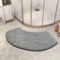 Curved bathroom mat thickened shower room absorbent door mat toilet bathroom non-slip mat dirt-resistant entrance mat. 