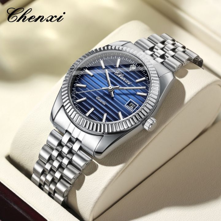 【Popular】CHENXI 004D Fashion Men's Quartz Watch Calendar Luminous Stainless Steel Watches Waterproof Casual Men Wrist Watch reloj hombre
