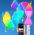 RGB Triangle LED Light Panels, DIY Triangle LED Wall Lights , APP and Remote Controlled, Music Sync for Gaming Room Bedroom. 
