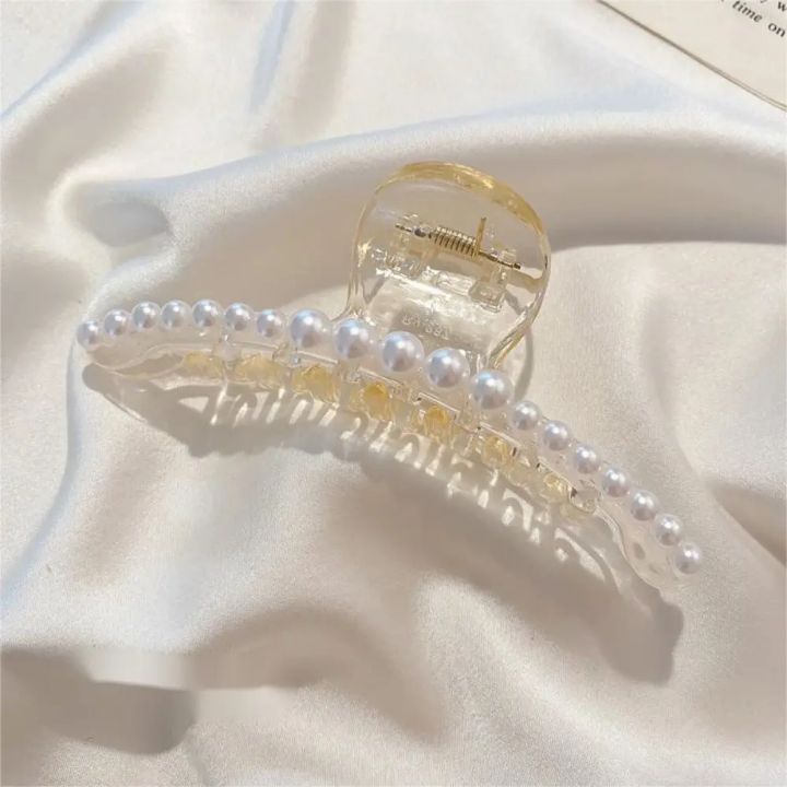 YS00168/---4pcs%20Large%20Shark%20Clip%20Hair%20Accessories%20Temperament%20Versatile%20Simple%20And%20Generous%20Fashionable%20Gentle%20Pearl%20Grab%20Clip%20-%20Image%205