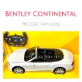 Bentley Continental GT Convertible White Licensed 1:12 Scale (14 in) High Density Plastic Body RC Car with Lights & Sound. 