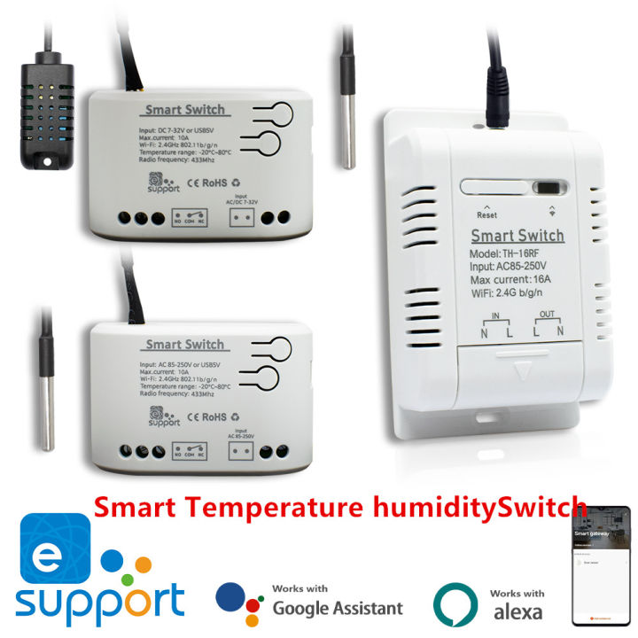 Ewelink WiFi Temperature and Humidity Sensor Security Home Automation Indoor Monitoring Thermometer Works with Alexa 