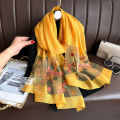 Luxury Women Hijab Shiny Lace Scarf Silk Soft Wool Shawls and Wraps Embroidery Flower Thin Scarves Foulard Female Bufanda New. 