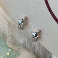 New Trendy Four-pointed Star Hoop Earrings For Women Simple Asymmetric Silver Color Earring Aesthetic Jewelry . 