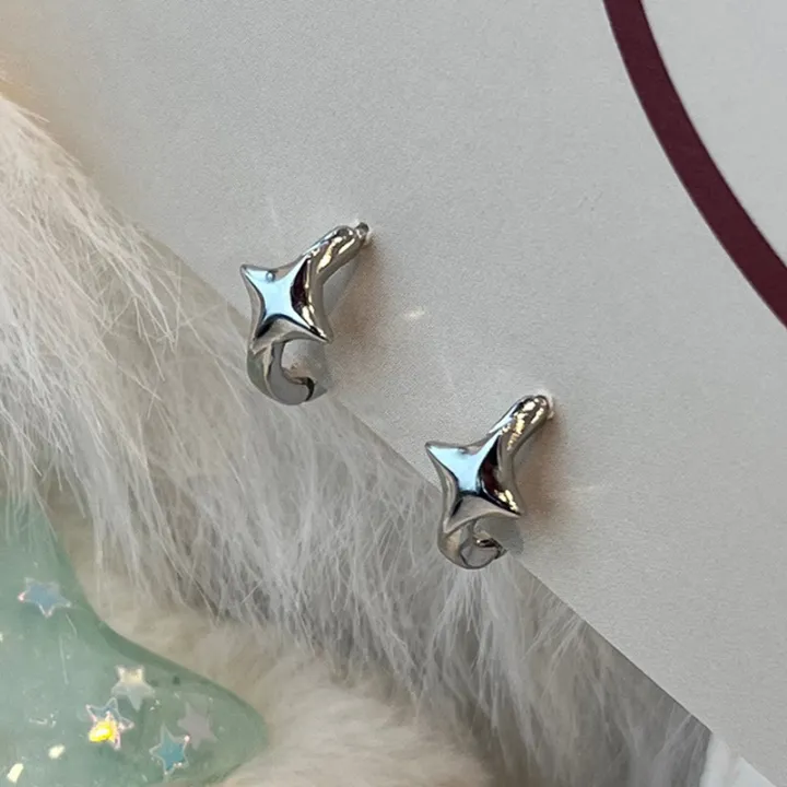 New%20Trendy%20Four-pointed%20Star%20Hoop%20Earrings%20For%20Women%20Simple%20Asymmetric%20Silver%20Color%20Earring%20Aesthetic%20Jewelry%20%20-%20Image%203