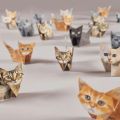 50pcs Creative DIY Paper Cats Handmade DIY Paper Cat Dog Dinosaur Folding Animal Folding Paper Set Cute Origami Craft Kit. 