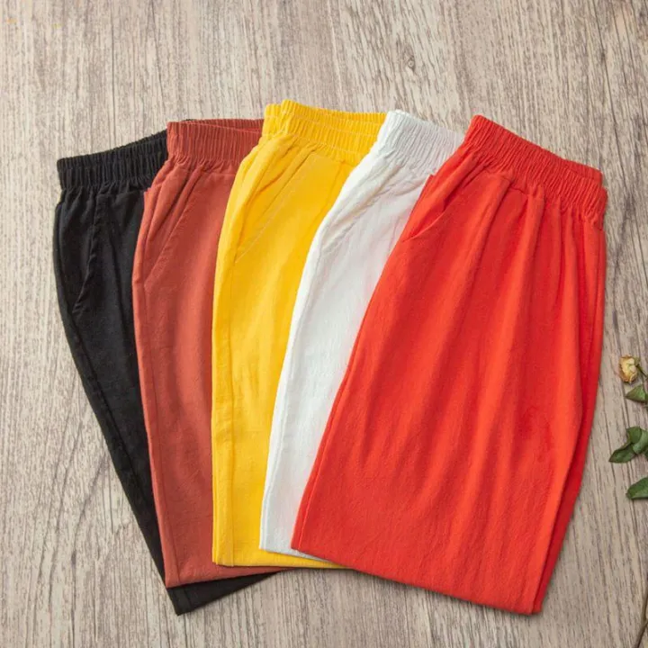 Women%20Summer%20Casual%20Loose%20Harem%20Elastic%20Waist%20Cotton%20Linen%20Pants%20Ninth%20Trousers%20-%20Image%202