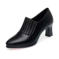 Botas Femininas Women Cool High Quality Black Patent Leather Spring & Autumn Slip on Boots Lady Casual High Heel Ankle Boots B96. 