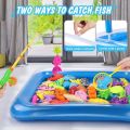 Kids' Fishing Toy Set Play Water Toys for Baby Magnetic Rod and Fish with Inflatable Pool Outdoor Sport Boys Girls. 