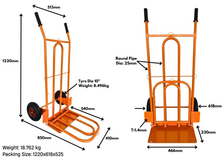 Hand%20Truck%20Trolley,%20Dolly,%20Box%20Cart,%20Sack%20Barrow,%20Sack%20Truck,%20Two%20Wheeler%20Truck,%20Hard%20Rubber%20Wheels%2010%20inches,%20225kg%20Load%20Capacity,%2048.25"%20Height,%2024"%20Width,%20Depth%2018-3/8"%20/%2031-3/8"%20-%20Image%202