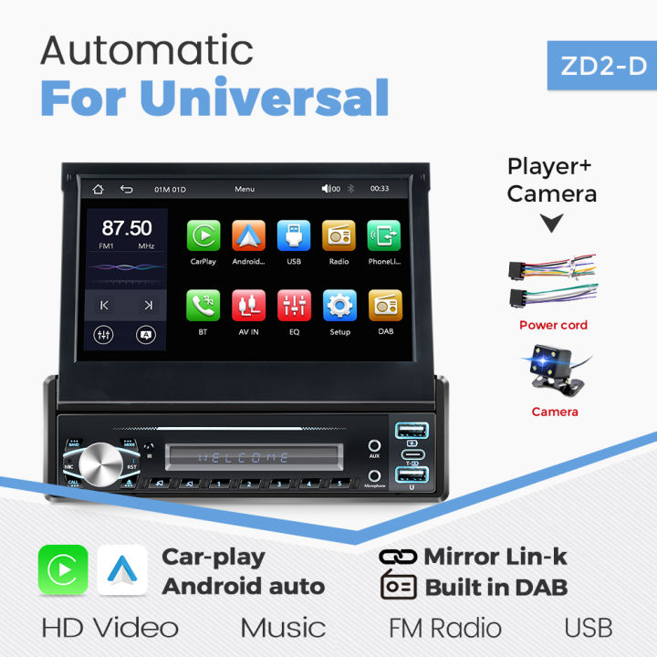 1Din%207"%20Auto%20Retractable%20Screen%20Car%20Multimedia%20Video%20Player%20Wireless%20CarPlay%20Android%20Auto%20Mirror%20link%20Built%20in%20AUX%20DAB%20Autoradio%20-%20Image%207
